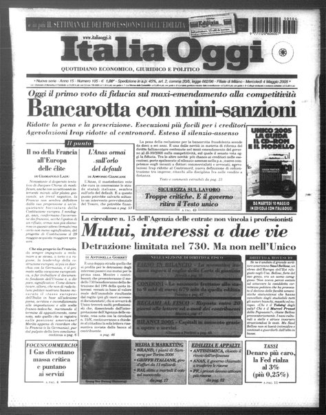 Italia oggi : quotidiano di economia finanza e politica